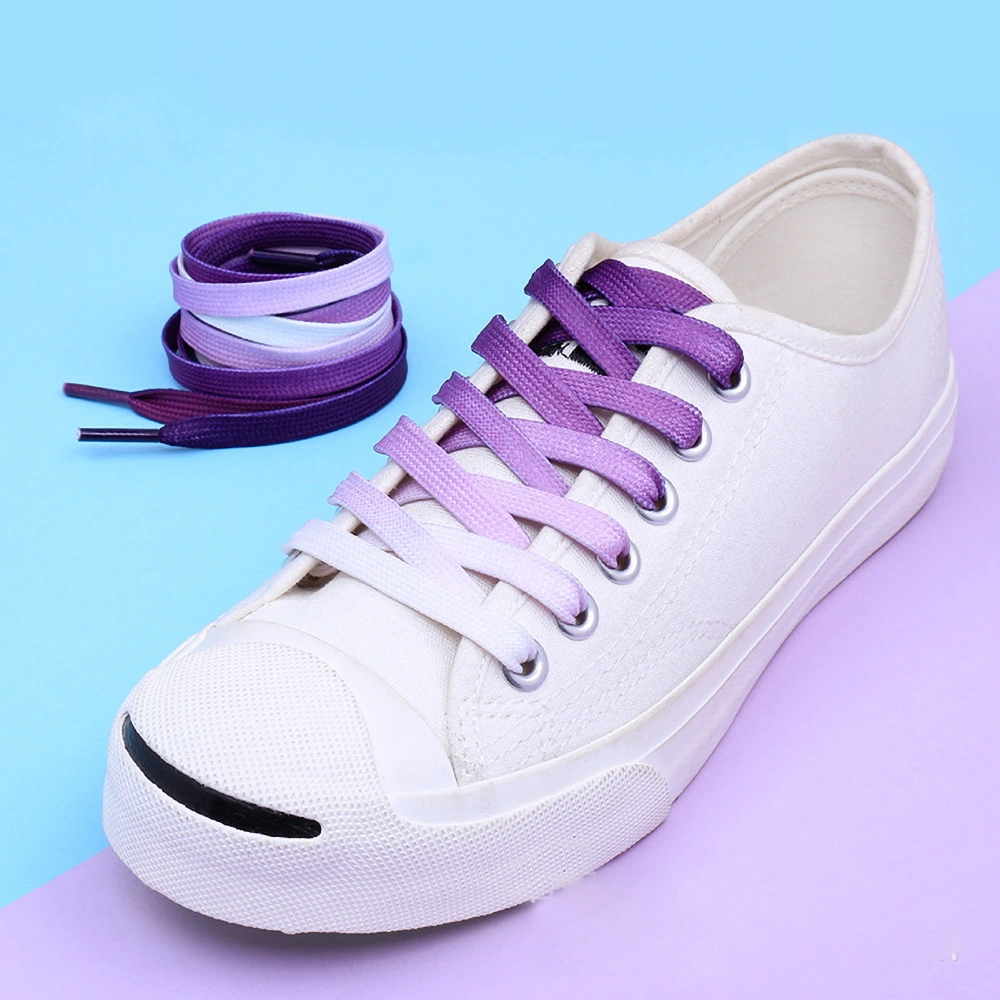 Gradient Shoelace Flat Colorful Sneakers Shoestring Colorfast Wear Resistant Shoe Laces Strings Purple