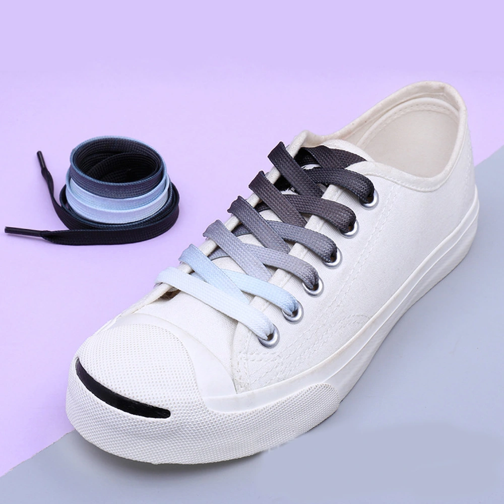 Gradient Shoelace Flat Colorful Sneakers Shoestring Colorfast Wear Resistant Shoe Laces Strings Grey