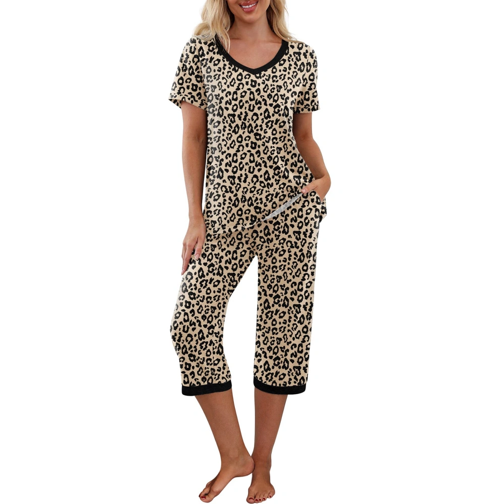 Pajamas Set Women Breathable Short Sleeves Fashionable 2 Pockets Soft Lounge Sets 6 XL