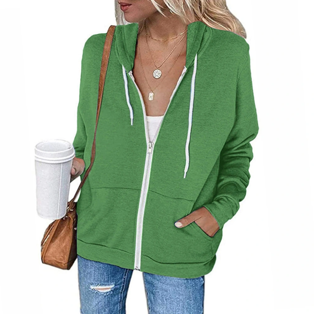 Women Casual Hoodies Long Sleeve Zip Drawstring Pocket Loose Fit Sweatshirt for Outdoor OD Green S