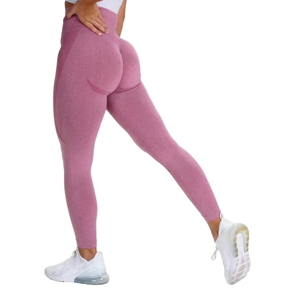 Women High Waisted Butt Lift Leggings Workout Gym Seamless Slim Fit Tummy Control Yoga Pants Tights Pink M