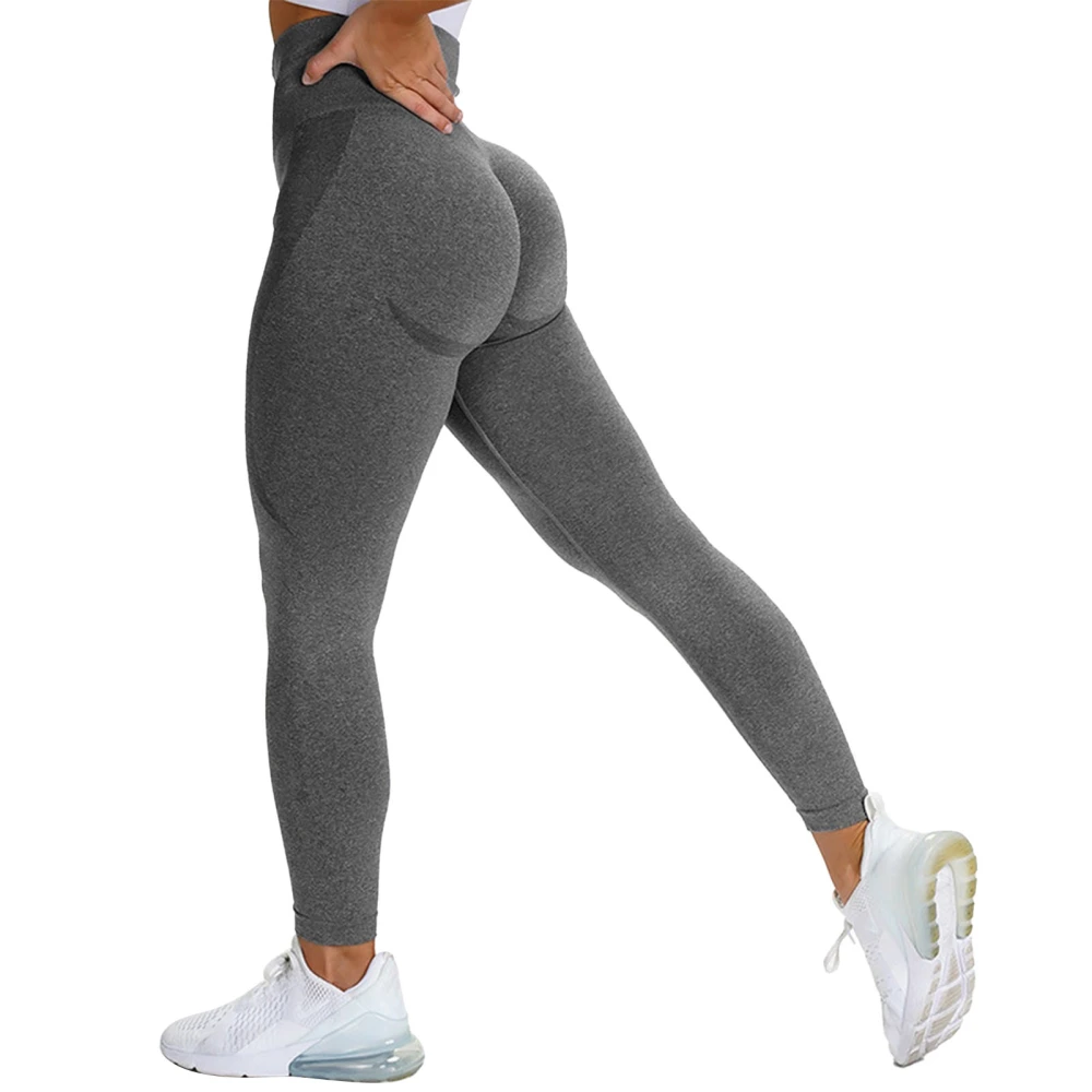 Women High Waisted Butt Lift Leggings Workout Gym Seamless Slim Fit Tummy Control Yoga Pants Tights Heather Grey S