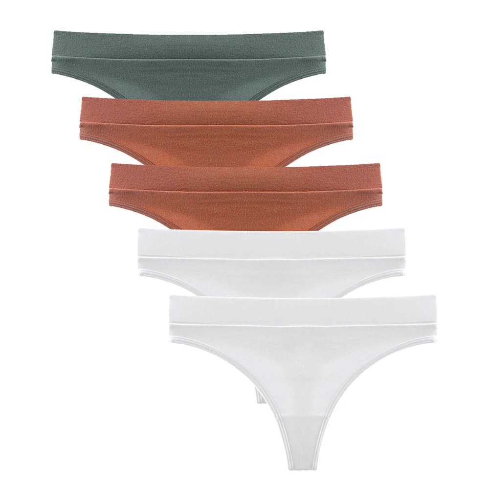 5pcs Sports Thong Panties Yoga Half Back Thongs Low Rise Wide Waist Thongs Comfortable Ribbed Thong Color Mixing XL