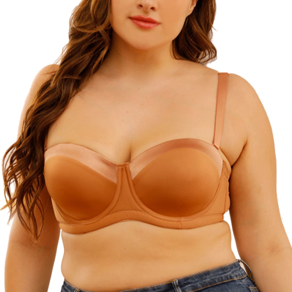 Women Underwire 1/2 Cup Bra Push Up Removable Straps Bra Silky Soft Smoothing Plunging Underwire Bra Skin Color 40D