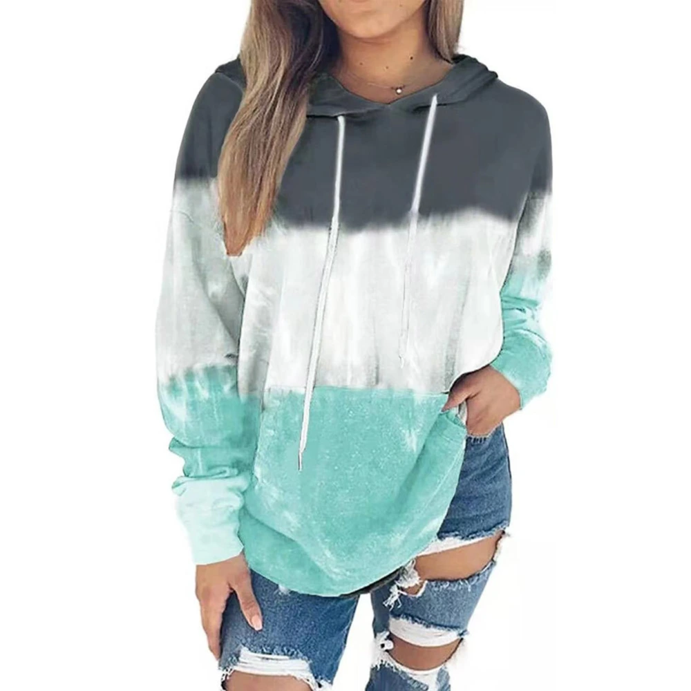 Hoodie Gradient Print Hooded Long Sleeves Elastic Comfortable Casual Sweatshirts for Woman Green XXL