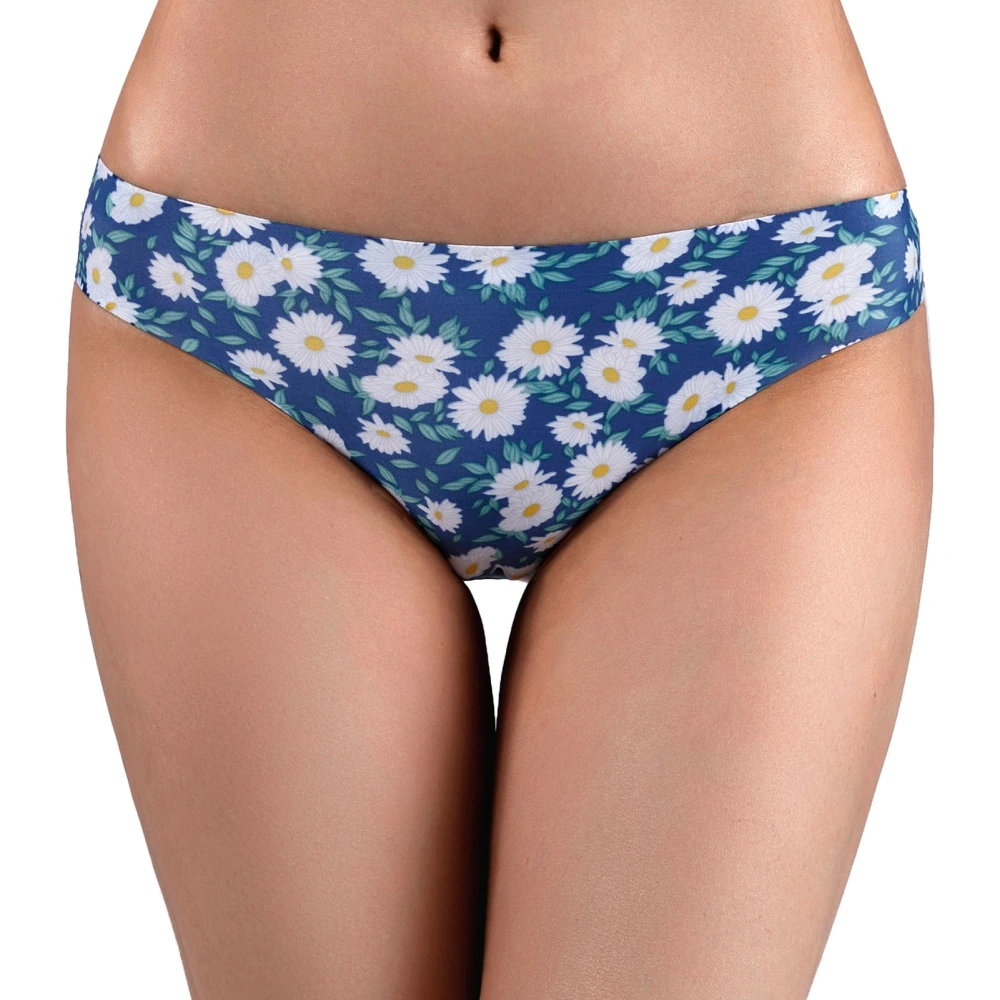 Women Seamless Thongs Soft Fashionable Elegant Printed Low Waist Underwear Panties for Daily Life Type 3 XXL