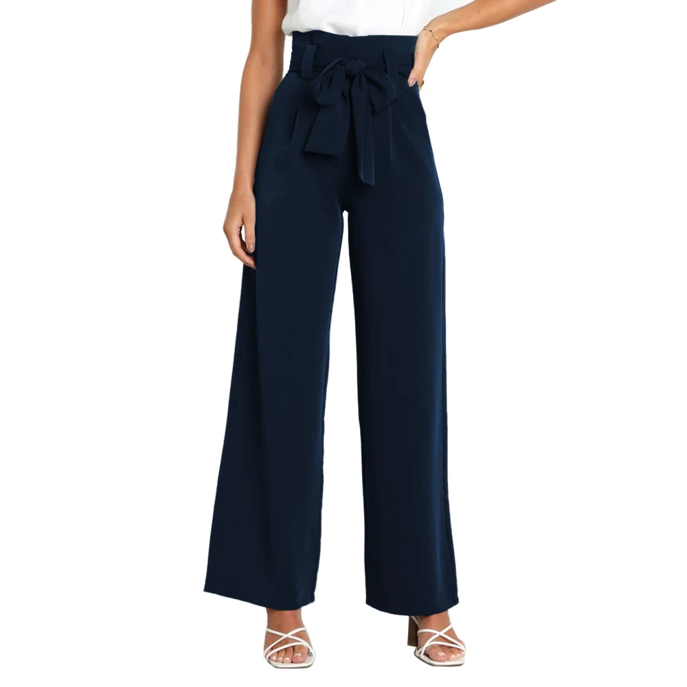 Pants Casual Loose Waistband Pure Color Elegant Commuting Suit Pants for Workplace Purplish Blue XL