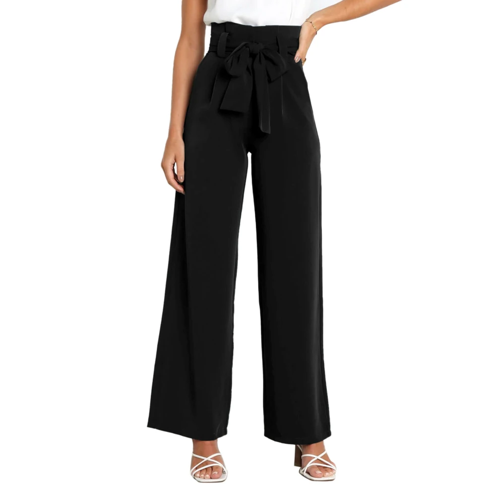 Pants Casual Loose Waistband Pure Color Elegant Commuting Suit Pants for Workplace Black M