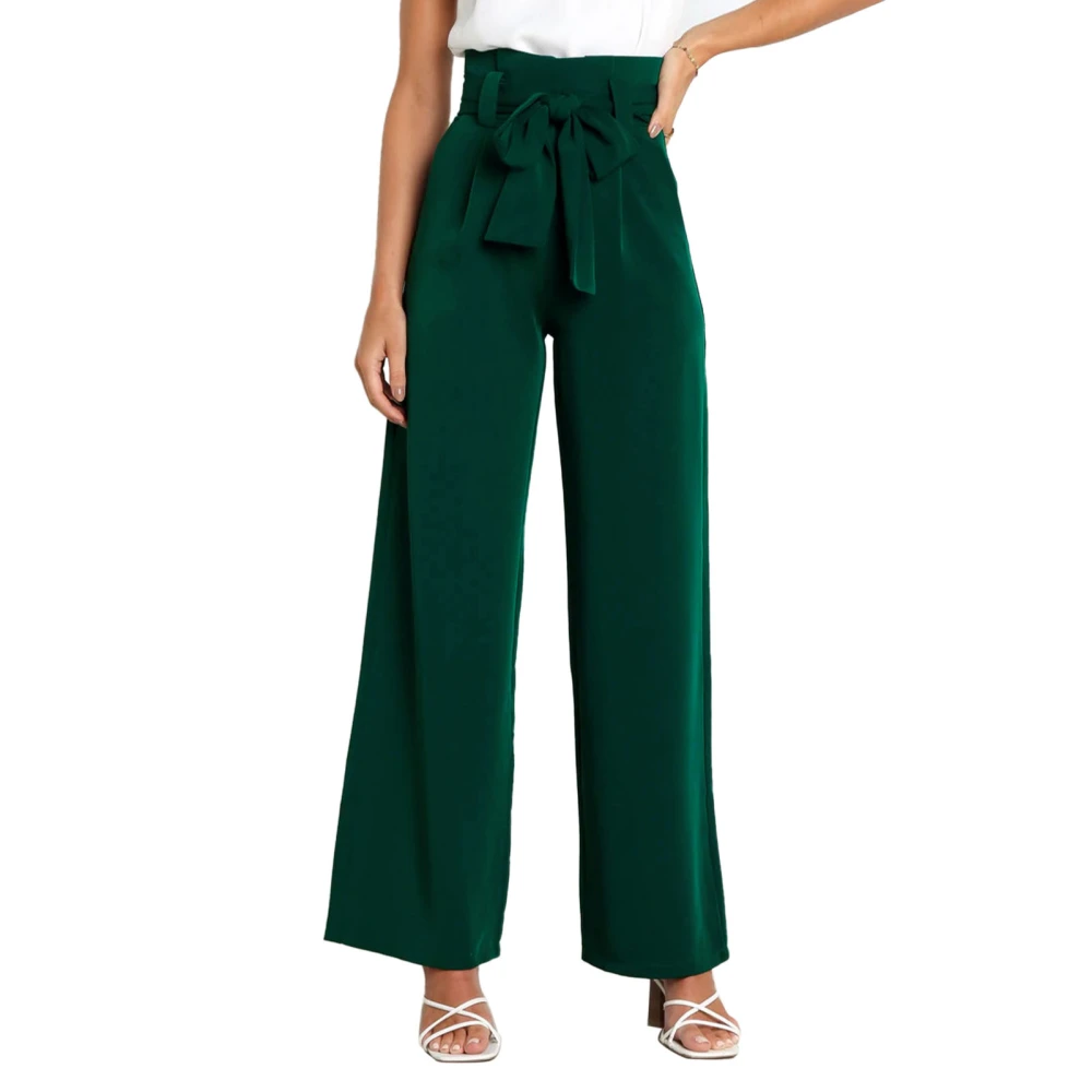 Pants Casual Loose Waistband Pure Color Elegant Commuting Suit Pants for Workplace Green M