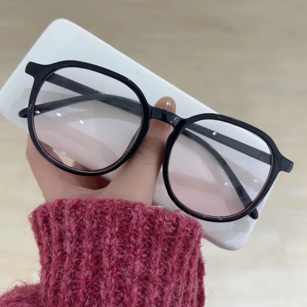 Large Frame Glasses Block Blue Light 0 Diopter Computer Gaming Glasses for Fashion Lady Bright Black Blush 0 Diopter Glasses