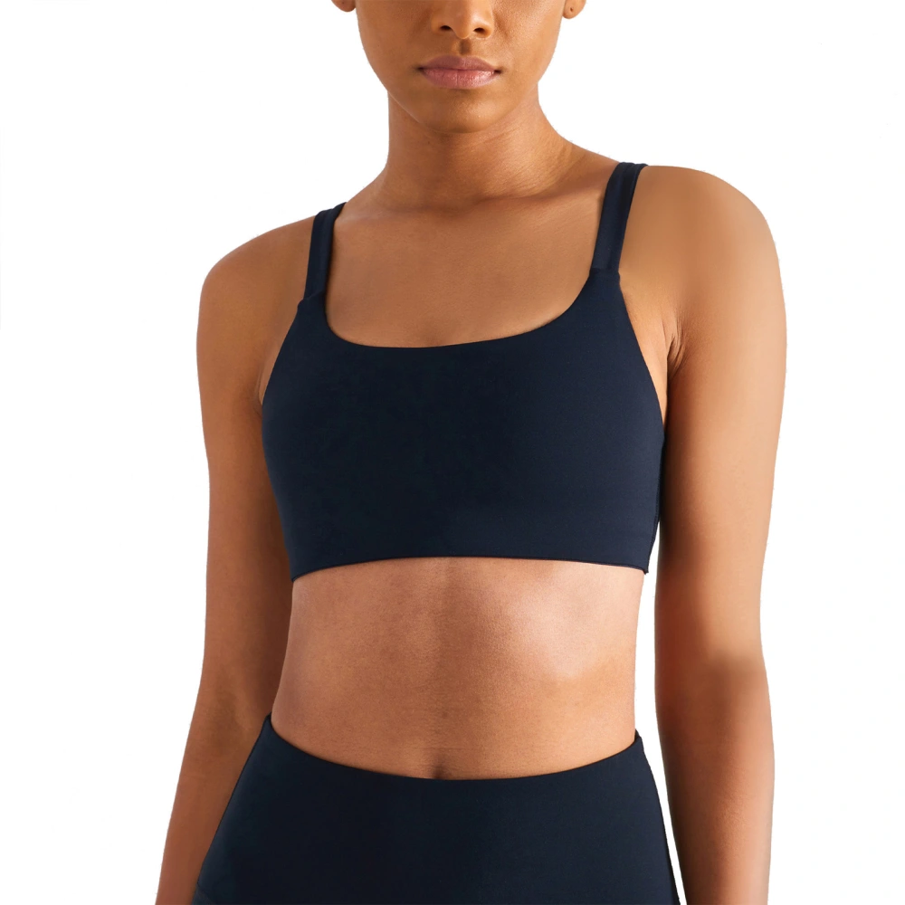 Sports Bra Skin Friendly Breathable Nylon Squared Neck Running Yoga Tank Top for Women Black XL