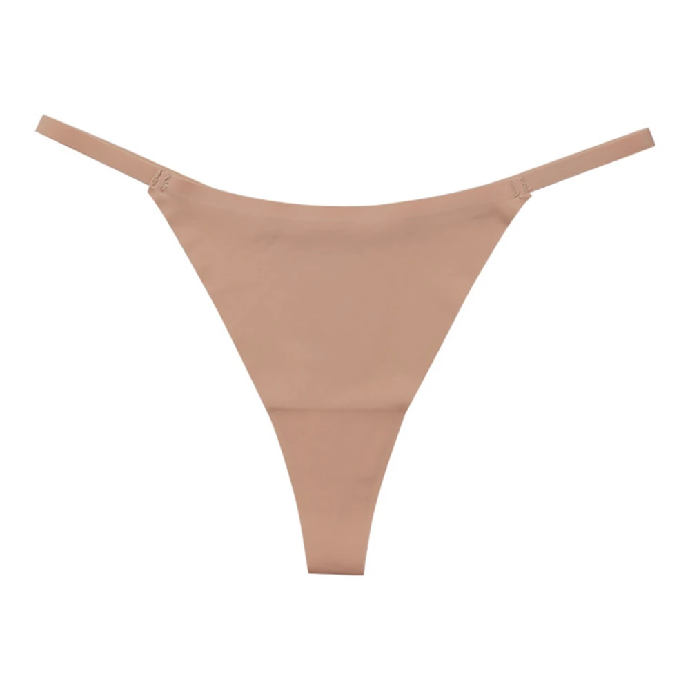 Low Rise Thong Breathable Seamless Quick Drying Soft Fine Waist Thong Panties Underwear for Women Girls Apricot Color XL