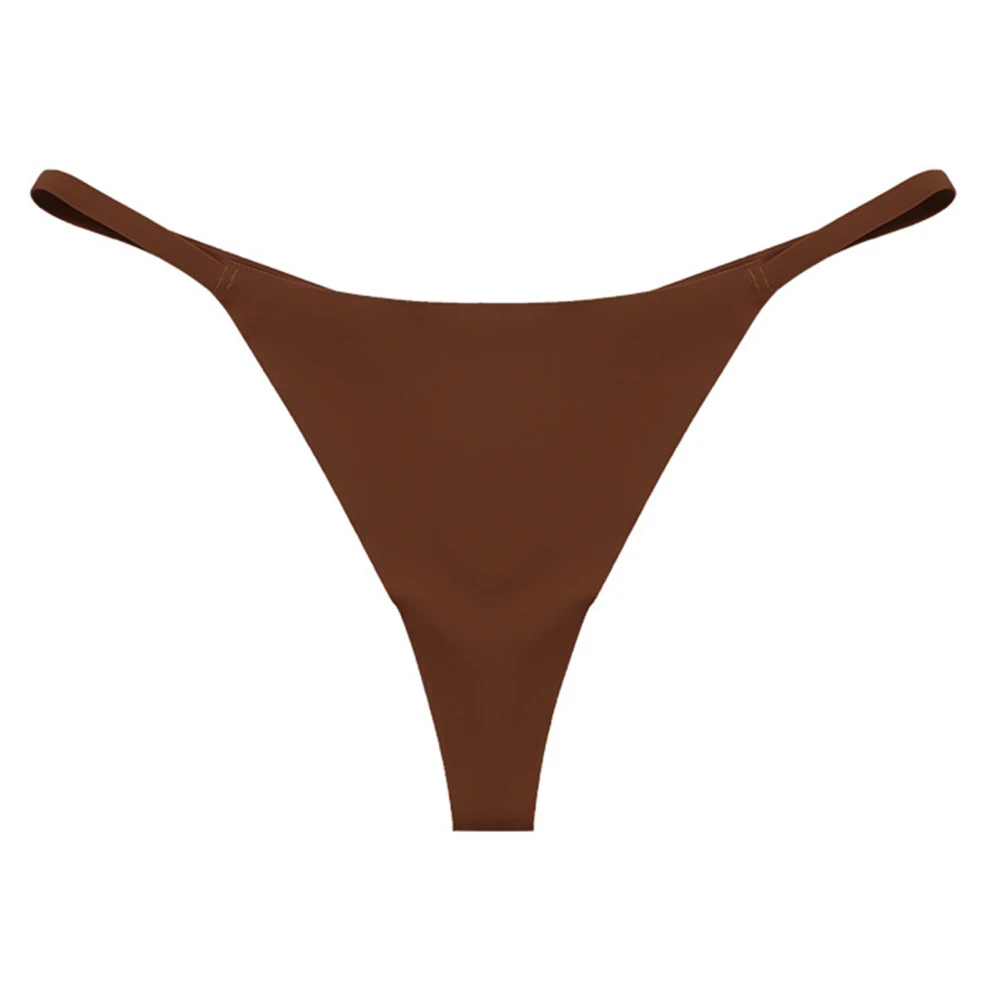 Low Rise Thong Breathable Seamless Quick Drying Soft Fine Waist Thong Panties Underwear for Women Girls Brown XL