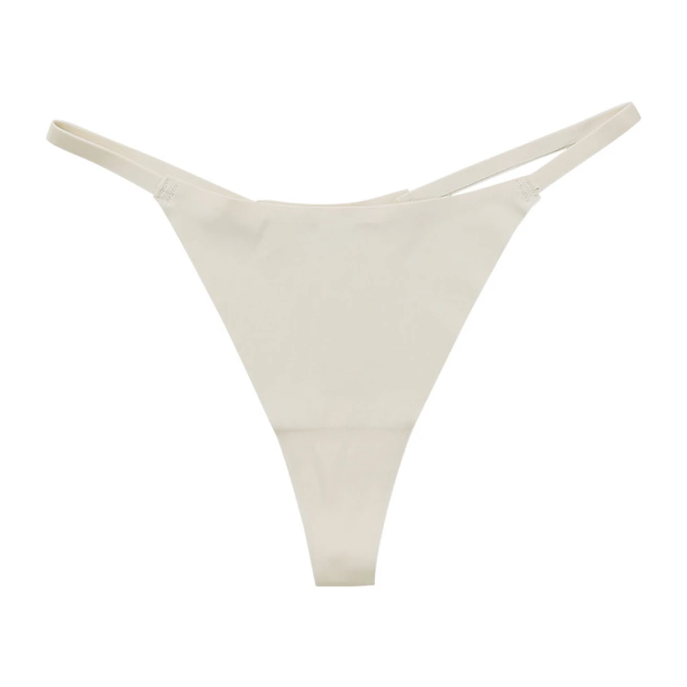 Low Rise Thong Breathable Seamless Quick Drying Soft Fine Waist Thong Panties Underwear for Women Girls White L