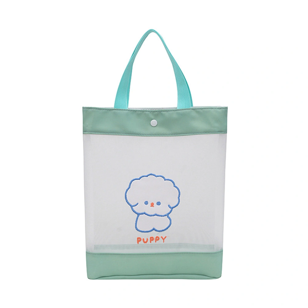 Handheld Shopping Bag Large Capacity Button Closure Comfortable Handle Reusable Shoulder Bag Light Green