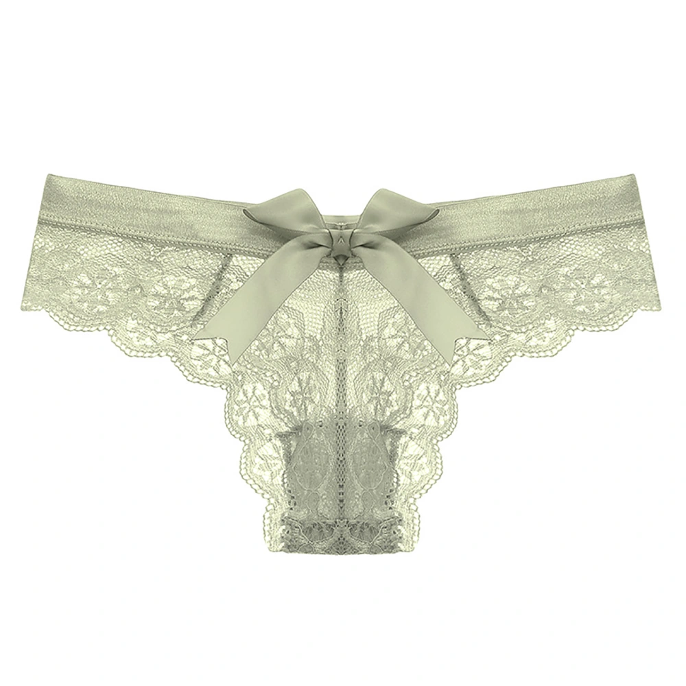 Panties Cotton Thongs Seamless Intimates Low Waist Transparent Cutout Bow Tie Lace Thong Green XL