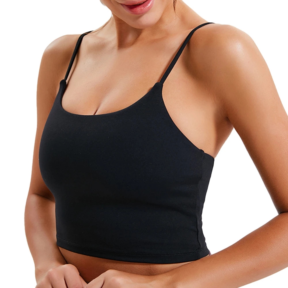 Women Professional Yoga Tank Padded Sports Bra Spaghetti Strap Tank Fitness Sports Workout Running Black XL