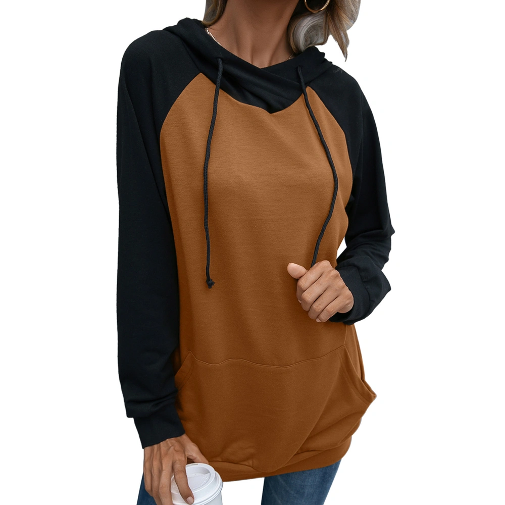 Women Sweatshirt Autumn Winter Pullover Long Sleeves Comfortable Breathable Simple Casual Hoodie Khaki S