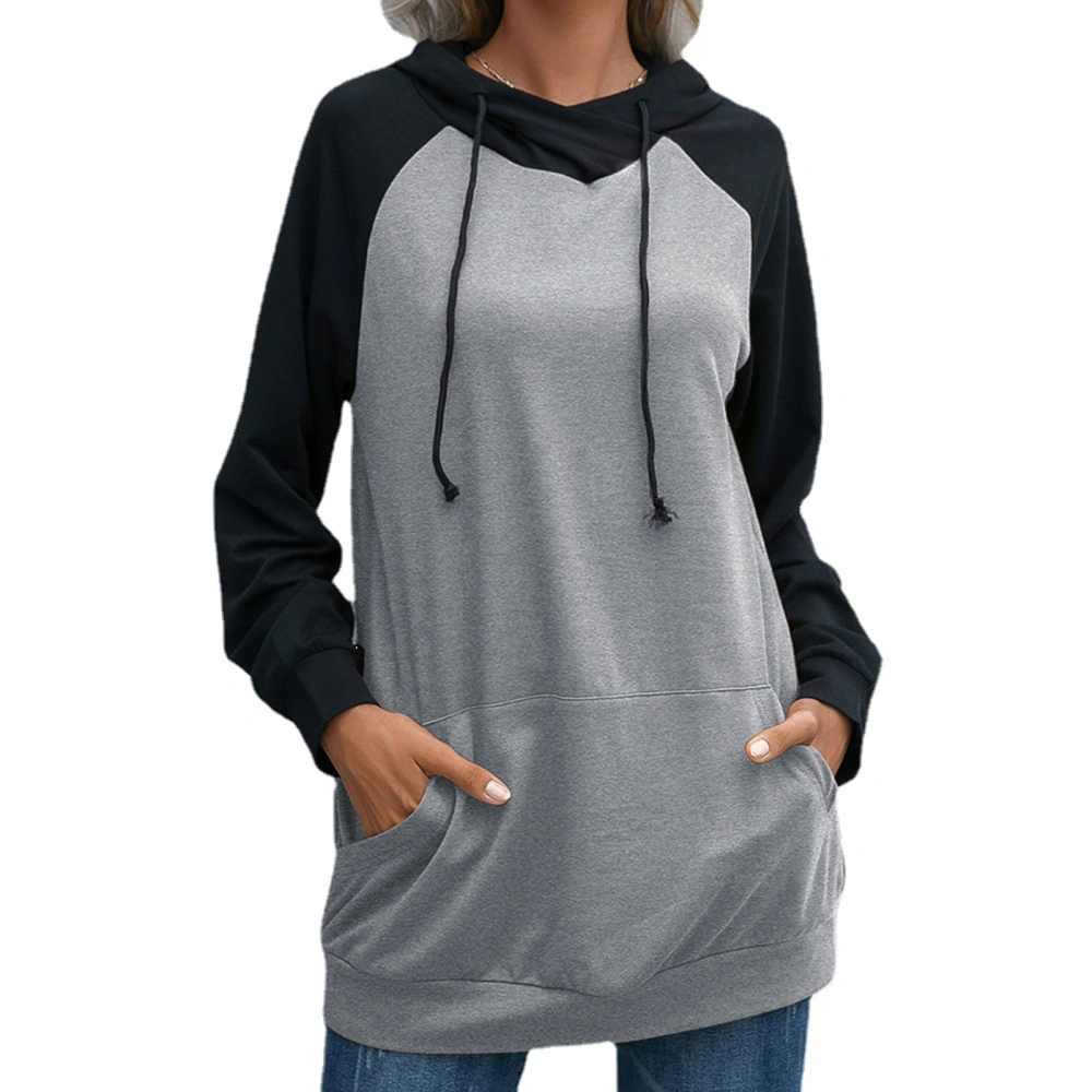 Women Sweatshirt Autumn Winter Pullover Long Sleeves Comfortable Breathable Simple Casual Hoodie Grey S