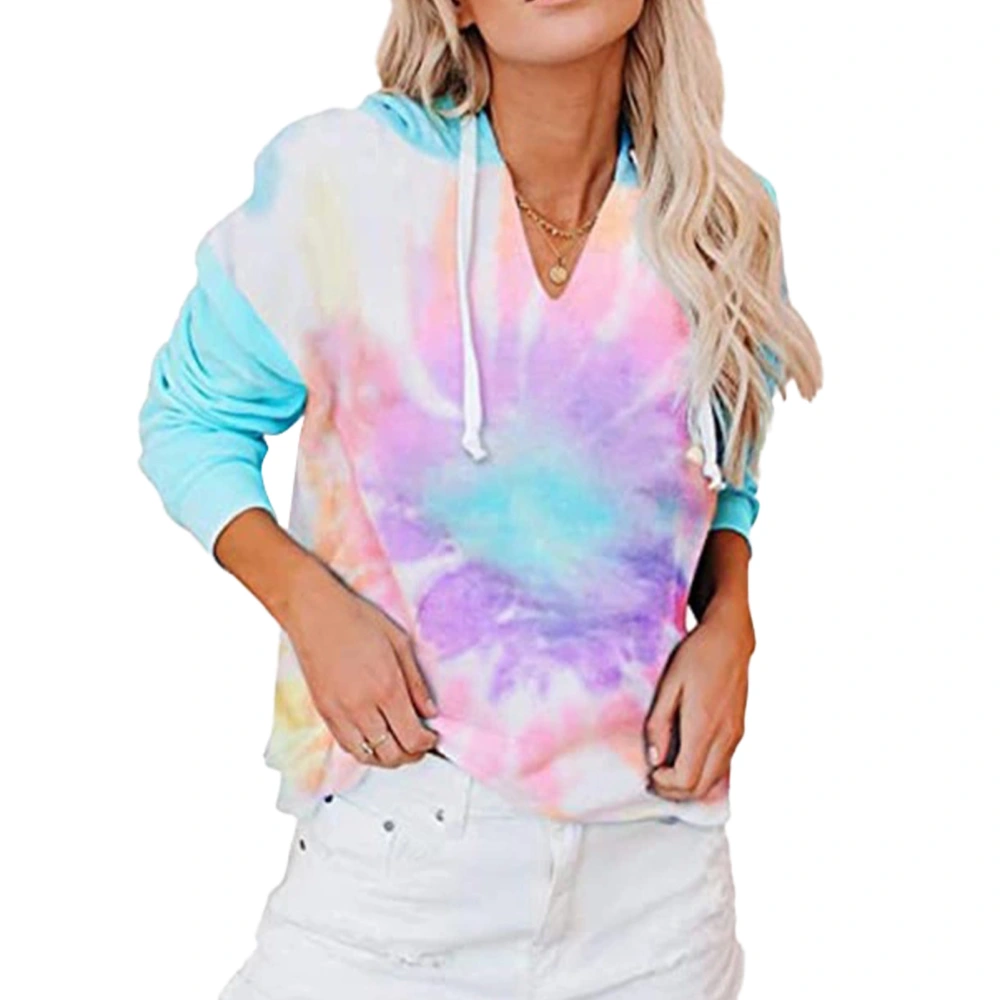 Drawstring Sweatshirt Gradient V Neck Drawstring Hoodie Long Sleeve Casual Sweatshirt Sun Flower XXL