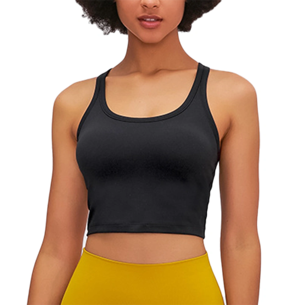 Sports Bra Shockproof Athletic Tops Workout Clothes Yoga Bra with Chest Pad for Women Black XXL