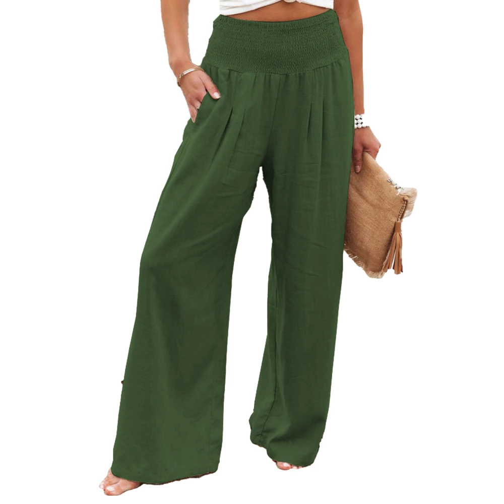 Women Trousers High Waist Wide Leg Long Pants Casual Loose Trousers for Work Vacation Green S