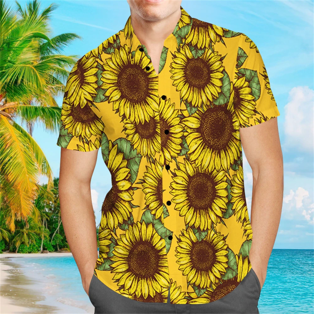 Men Print Shirt Regular Fit Soft Breathable Stylish Floral Casual Short Sleeve for Daily Wear XXXXXL