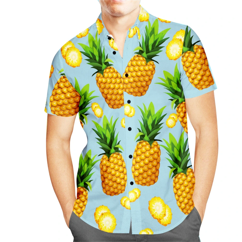 Men Hawaiian Shirt Short Sleeve Buttons Leisure Colorful Floral Tropical Vocations Men Top M