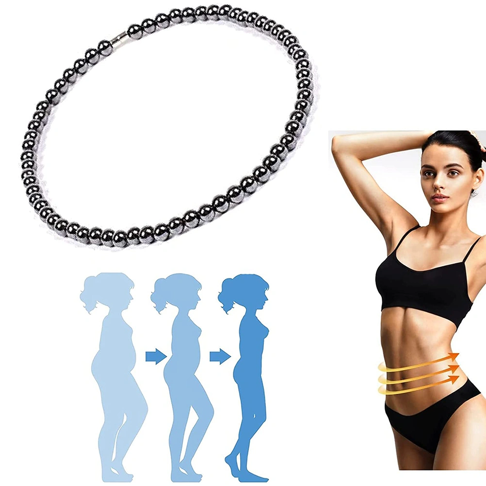 Magnetic Black Hematite Necklace Weight Loss Magnetic Lymph Detox Necklace for Women Men Anti Swelling Lymphatic Drainage Necklace