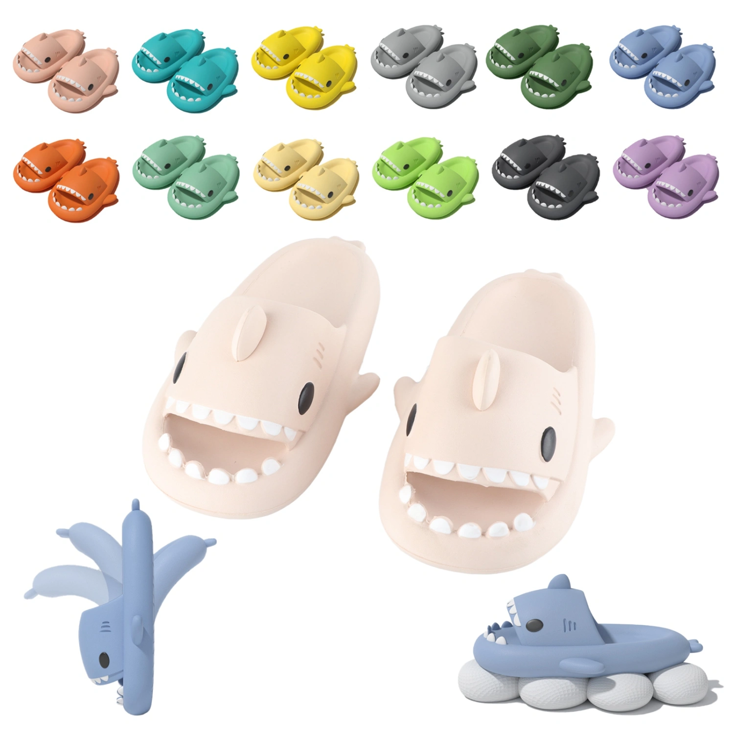 Summer Cute Shark Slippers Thick Soled Shark Couple Slippers