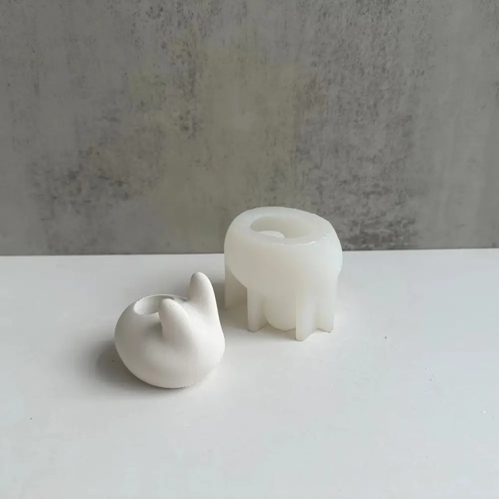 Rabbit Incense Candle Holder Mold Toothbrush Holder Silicone Mold Gypsum Cement Penholder Mold