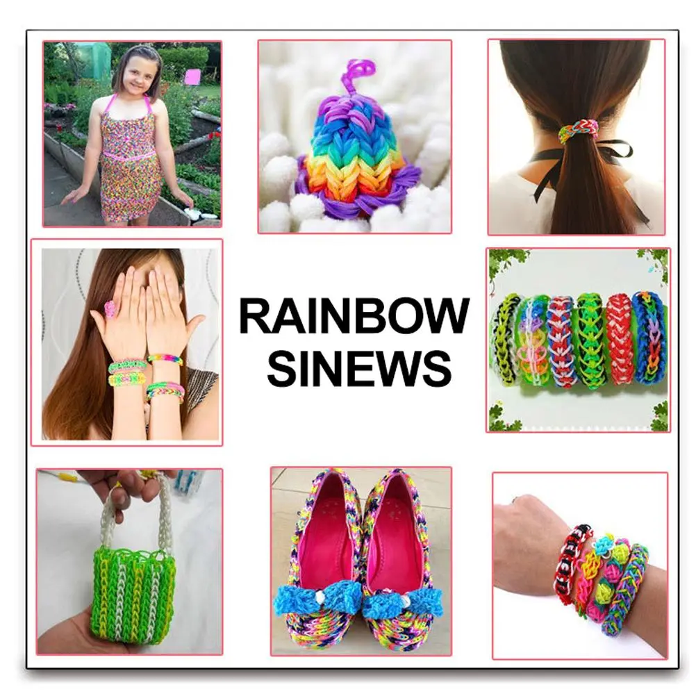Loom Bands Rubber Bands Refill Loom Set Colorful Loom Bands Accessories Bracelet Making Kit Gifts for Kids Girls Boys