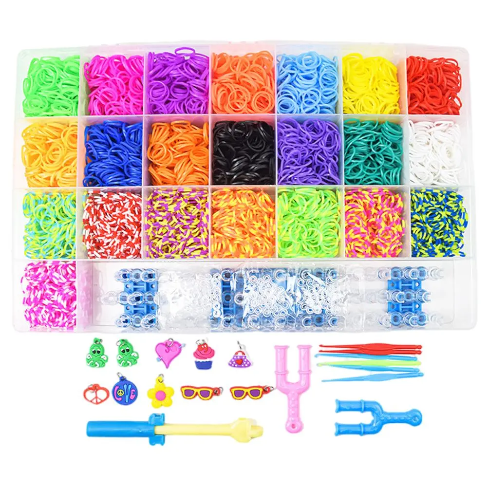 Loom Bands Rubber Bands Refill Loom Set Colorful Loom Bands Accessories Bracelet Making Kit Gifts for Kids Girls Boys