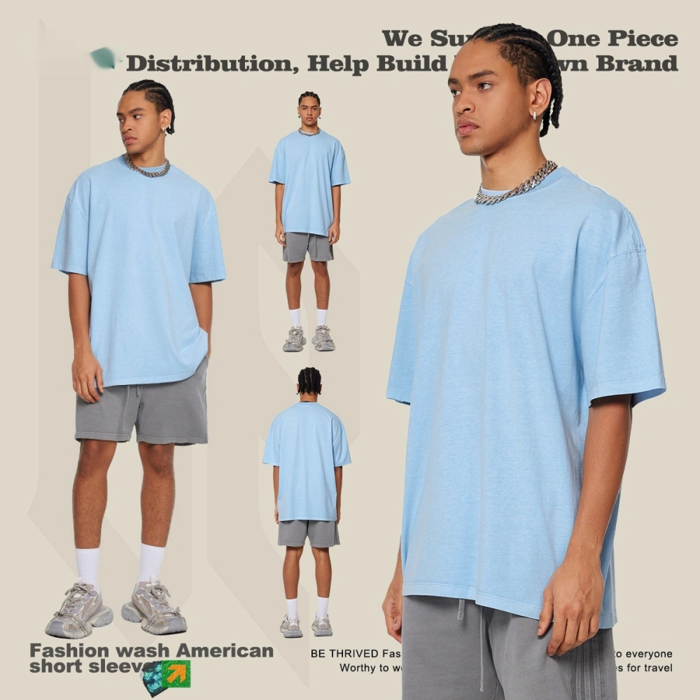 Pure Cotton Washed T-shirt Retro Loose