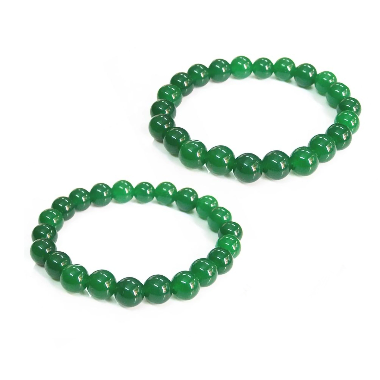 2 Pcs 10mm Green Lucky Wealth Bracelets Feng Shui Lucky Charm Bracelet for Business Green Stone Beads Triple Protection Bracelet