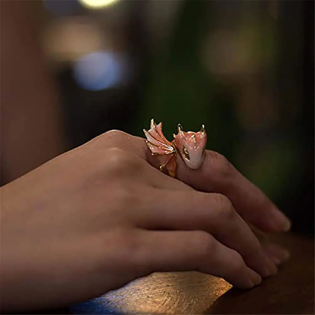5 Pcs Rings for Women Topaz Dragon Ring Open Rings Adjustable Gothic Dragon Rings for Women Men