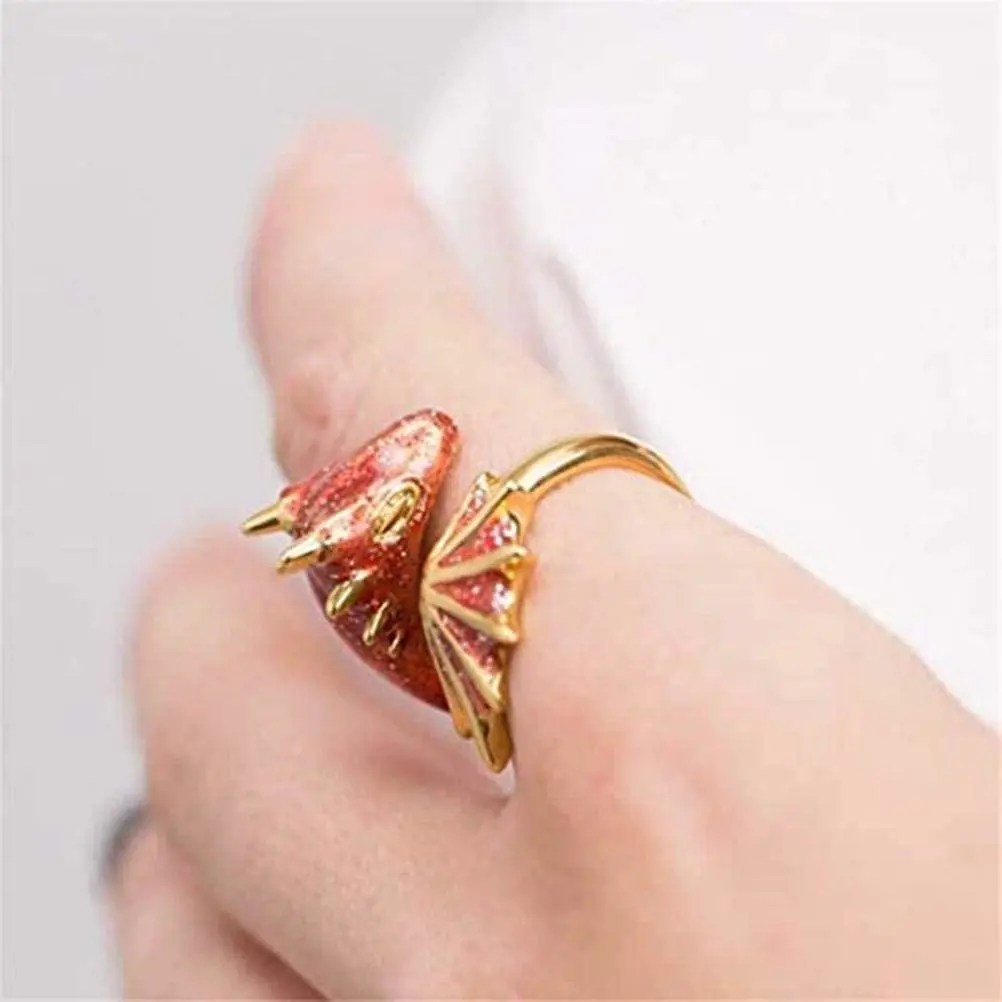 5 Pcs Rings for Women Topaz Dragon Ring Open Rings Adjustable Gothic Dragon Rings for Women Men