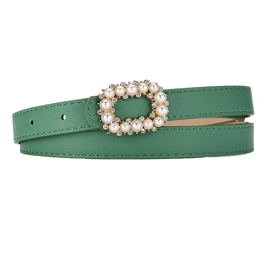 Women Waist Belt Pearl Decoration Fashionable Dress Pants Belt for Daily Shopping Party Green Free Size