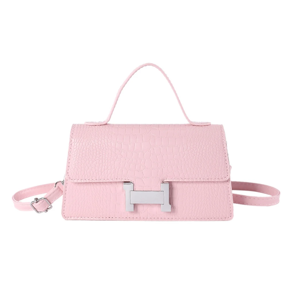 Small Messenger Bag Embossing Pattern Pure Color PU Leather Casual Shoulder Bag for Daily Use Pink 22 X 12 X 6cm / 8.7 X 4.7 X 2.4in