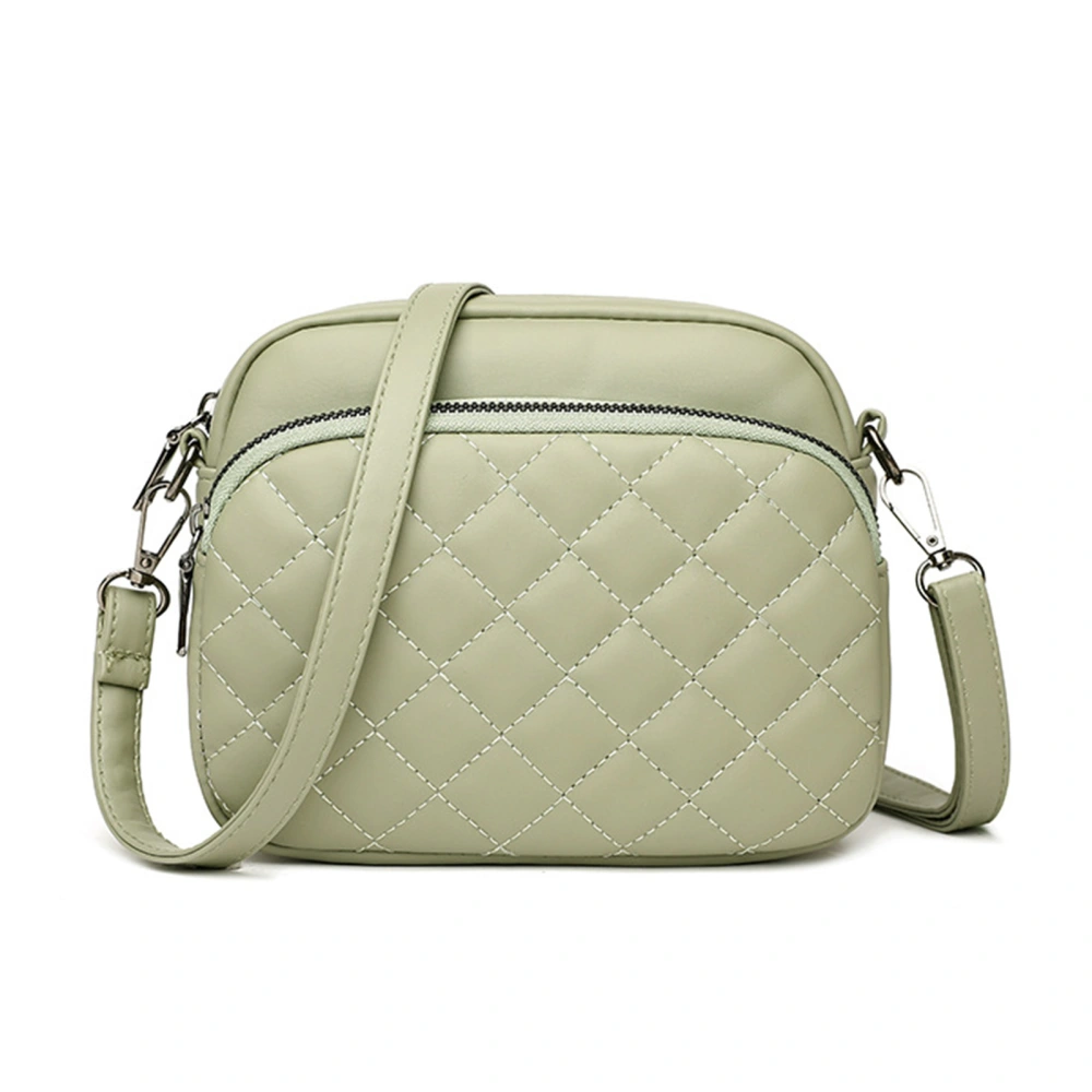 Women Small Messager Bag Lattice PU Leather Zipper Lightweight Adjustable Stap Fashionable Shoulder Bag Green Free Size