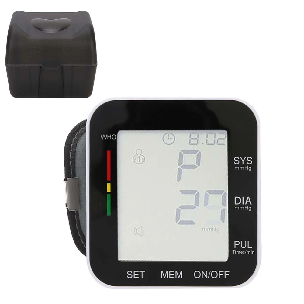 Wrist Digital Blood Pressure Monitor Meter LCD Voice Sphygmomanometer (English Black Voice)