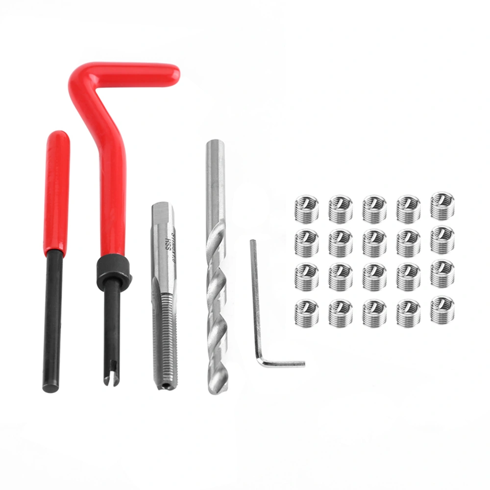 25pcs Thread Repair Insert Kit Compatible Hand Tool Set for Auto Repairing M6 X 1.0 X 8.0mm