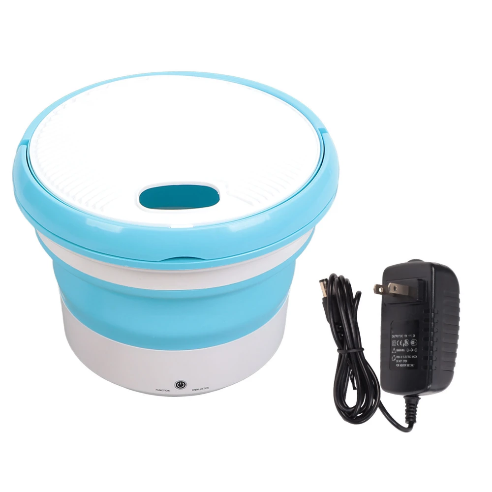 Portable Washing Machine 7.0L Capacity Impeller Type Ozone Generator Foldable Laundry Machine 100‑240V BlueUS Plug