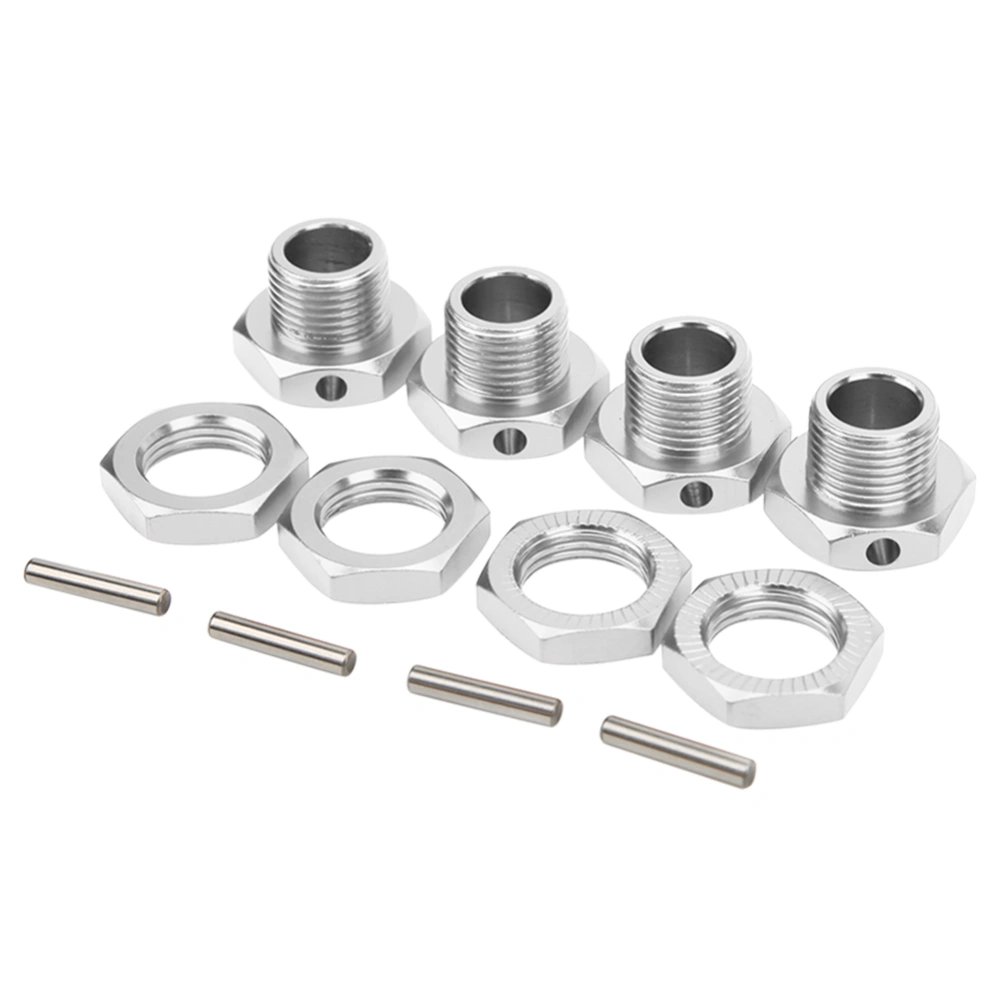 4 PCS RC Wheel Hex Driver 17MM Aluminum Alloy Wheel Hex Coupler Kit for HSP 1/8 RC CarSilver