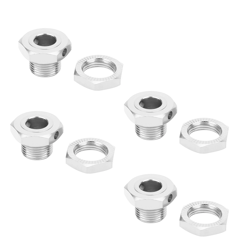 4 PCS RC Wheel Hex Driver 17MM Aluminum Alloy Wheel Hex Coupler Kit for HSP 1/8 RC CarSilver