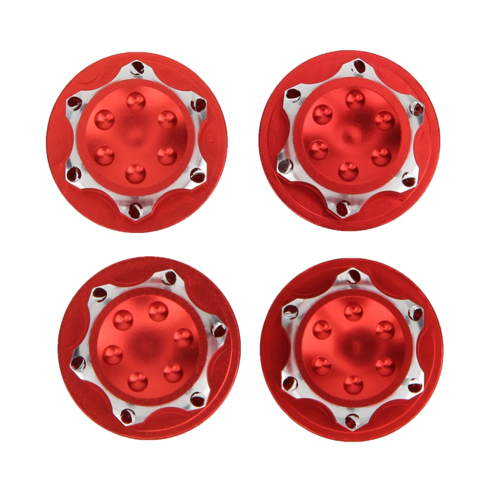 4Pcs 17mm Aluminium Alloy Dust Proof Hub Nut Wheel Accessory for 1/8 RC Car Model(red )