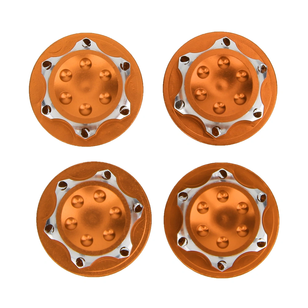 4Pcs 17mm Aluminium Alloy Dust Proof Hub Nut Wheel Accessory for 1/8 RC Car Model(orange )