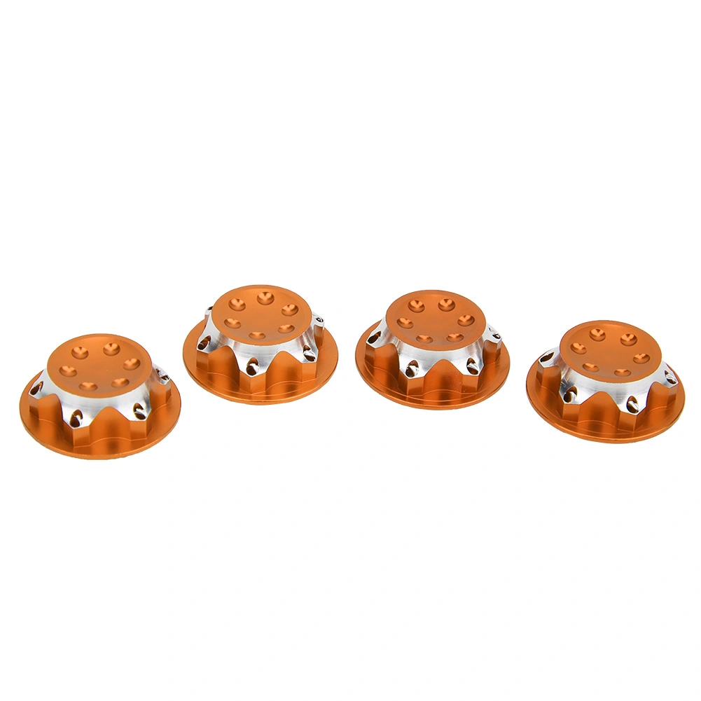 4Pcs 17mm Aluminium Alloy Dust Proof Hub Nut Wheel Accessory for 1/8 RC Car Model(orange )