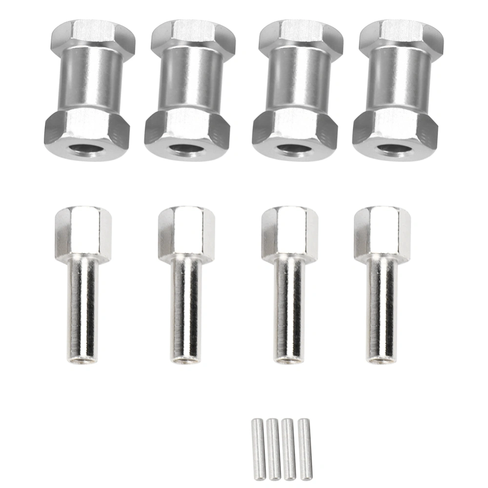 4PCS Aluminium Alloy 20mm Extension Connector 12mm Wheel Hub Hex Drive Adapter for 1/10 RC Drift Car Buggy Truggy Truck Parts CrawlerSilver