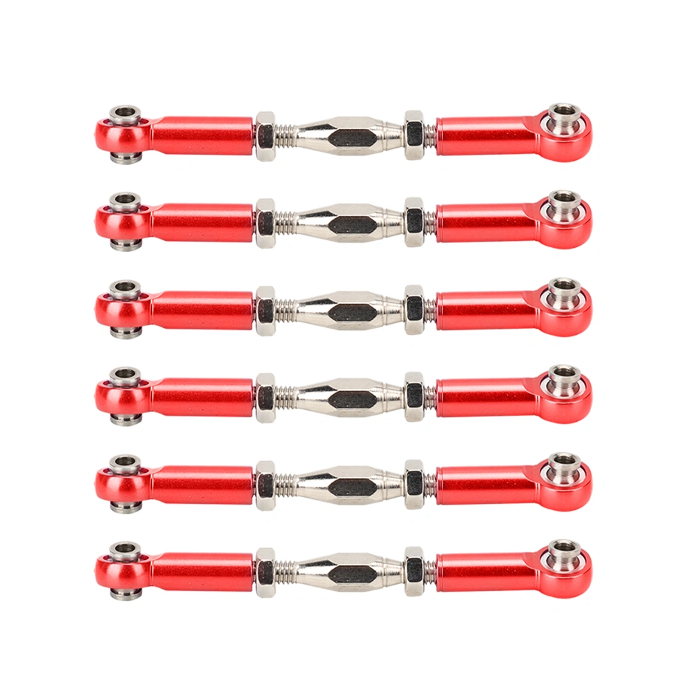 6Pcs Aluminum Alloy Adjustable Push RodsTurnbuckle Rod Linkage Accessories for RC Car Modelsred